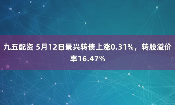 九五配资 5月12日景兴转债上涨0.31%，转股溢价率16.47%