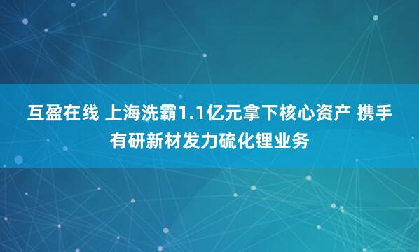互盈在线 上海洗霸1.1亿元拿下核心资产 携手有研新材发力硫化锂业务